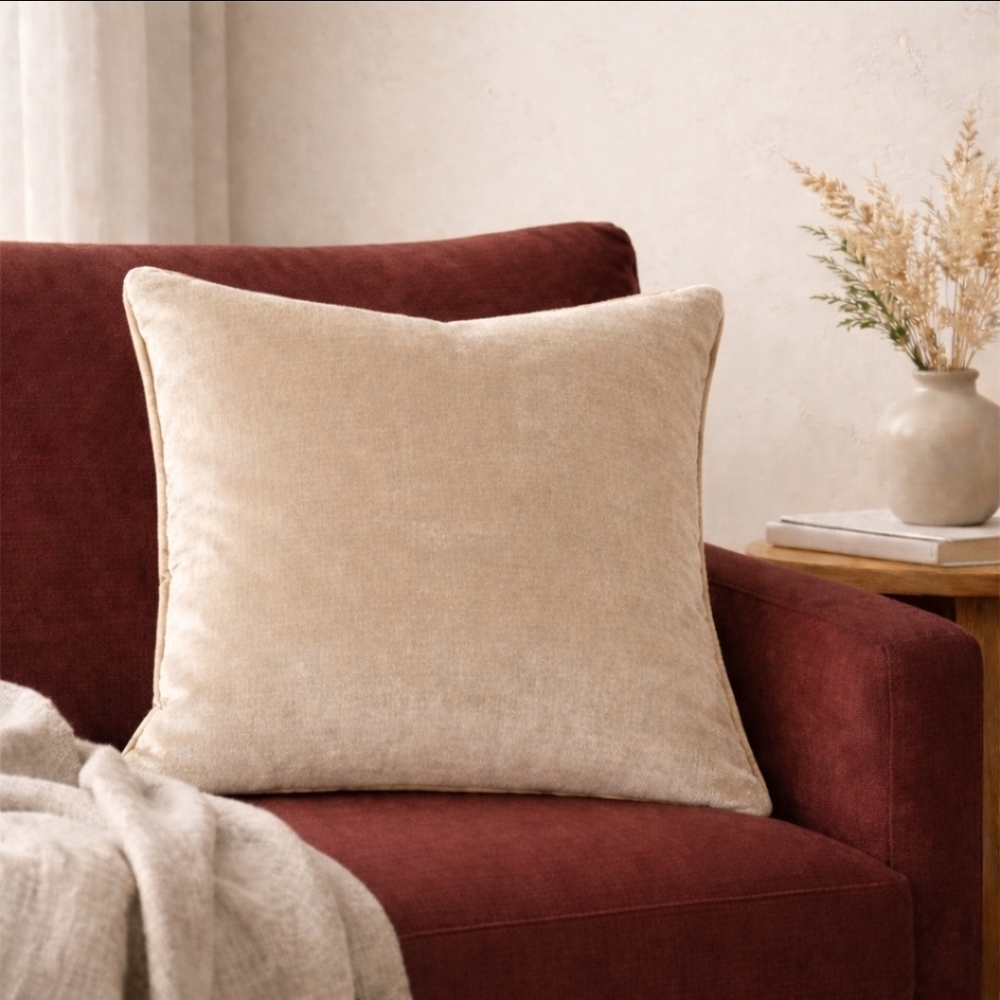 Williams Sonoma Home Pearl Velvet & Linen Pillow Cover 20x20 Reversible Neutral